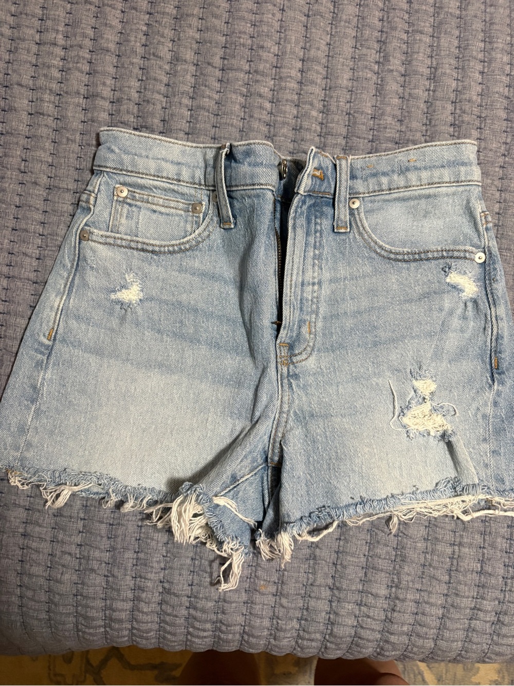 Madewell Light Wash Distressed Denim Shorts